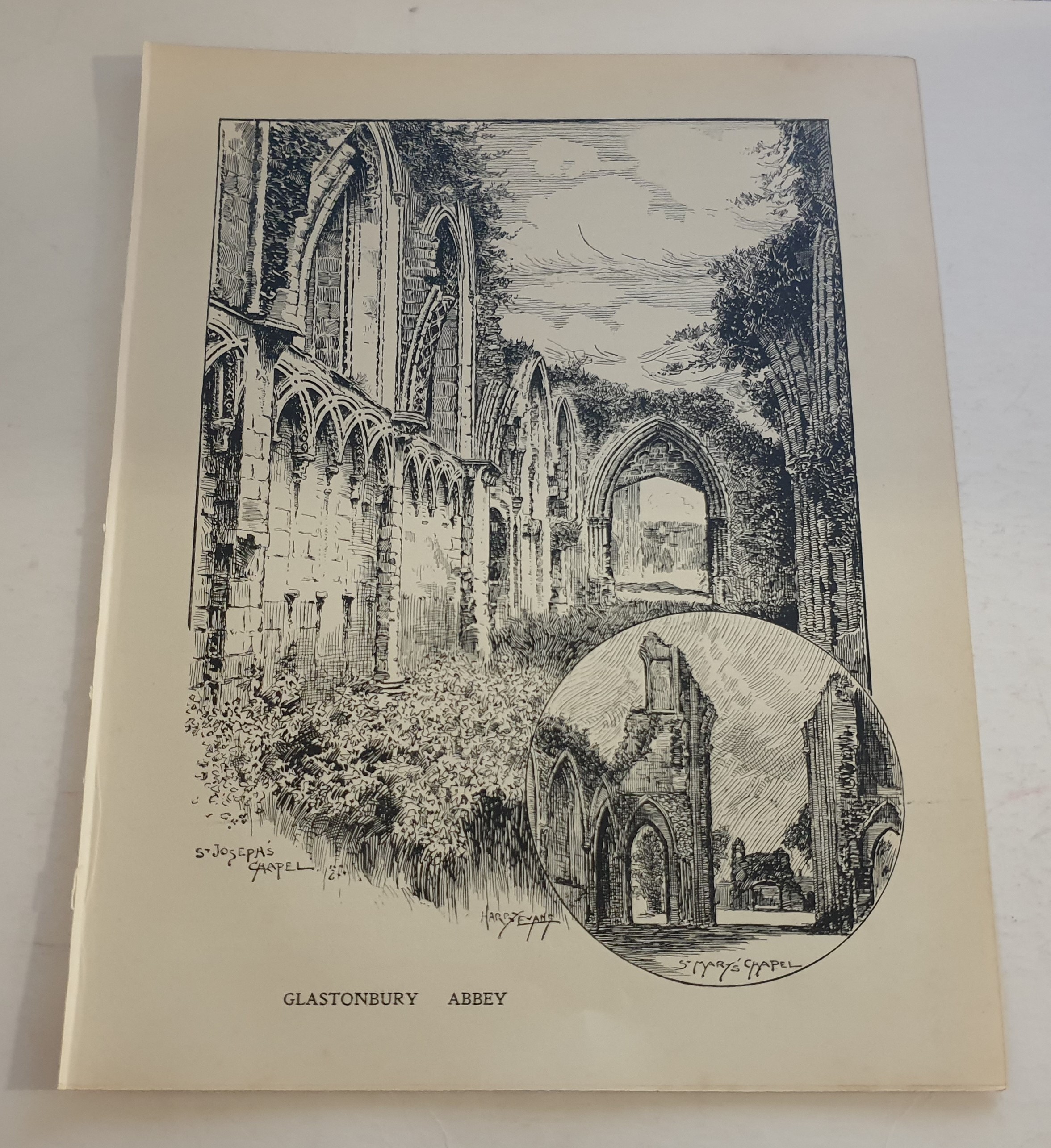Evans Glastonbury Abbey, 1902 Lithographie Architekturdruck - Bild 1 von 1