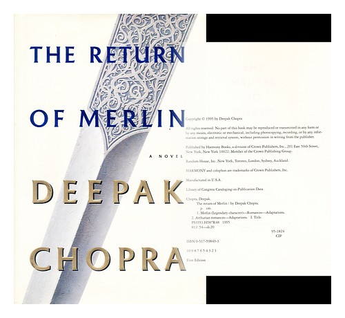 CHOPRA, DEEPAK The return of Merlin : a novel 1995 First Edition Hardcover - Picture 1 of 1