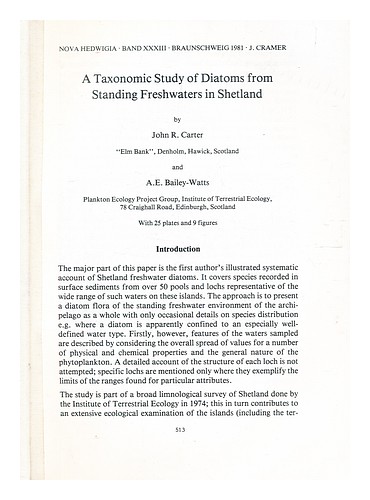 BAILEY-WATTS, A.E. CARTER, J.R. Eine taxonomische Studie von Kieselalgen aus frischem Stehen - Bild 1 von 1